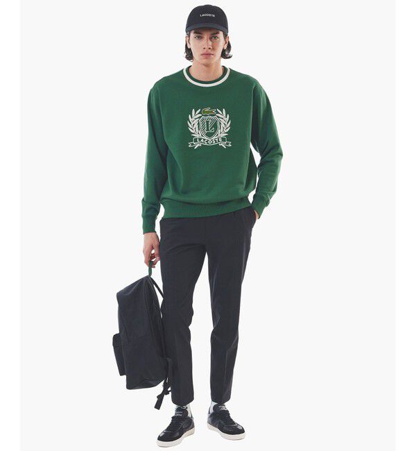 LACOSTE「裏パイル ハンドステッチ風ヴィンテージ フレンチグラフィックステッチ スウェットプルオーバー」|スウェット・ジャージ|