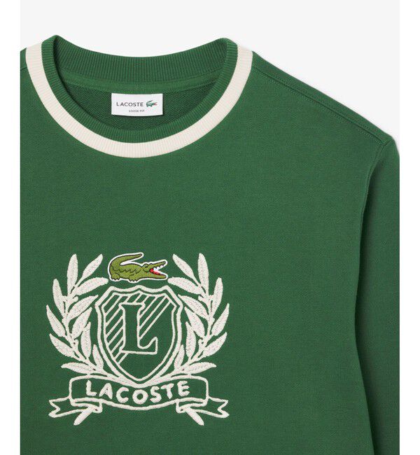 LACOSTE「裏パイル ハンドステッチ風ヴィンテージ フレンチグラフィックステッチ スウェットプルオーバー」|スウェット・ジャージ|