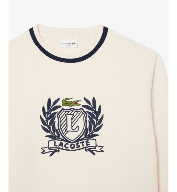 LACOSTE「裏パイル ハンドステッチ風ヴィンテージ フレンチグラフィックステッチ スウェットプルオーバー」|スウェット・ジャージ|