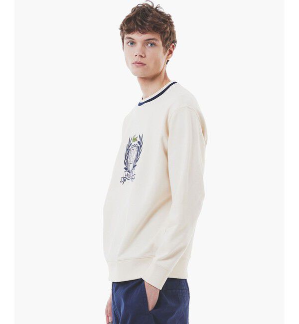 LACOSTE「裏パイル ハンドステッチ風ヴィンテージ フレンチグラフィックステッチ スウェットプルオーバー」|スウェット・ジャージ|