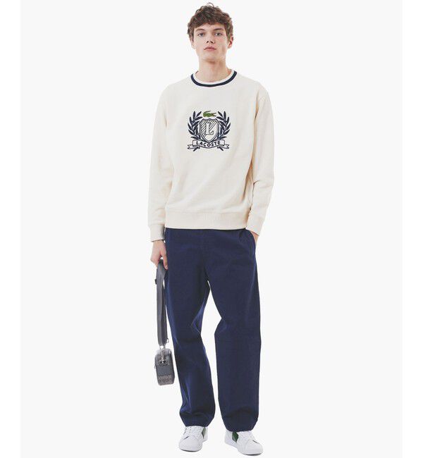 LACOSTE「裏パイル ハンドステッチ風ヴィンテージ フレンチグラフィックステッチ スウェットプルオーバー」|スウェット・ジャージ|