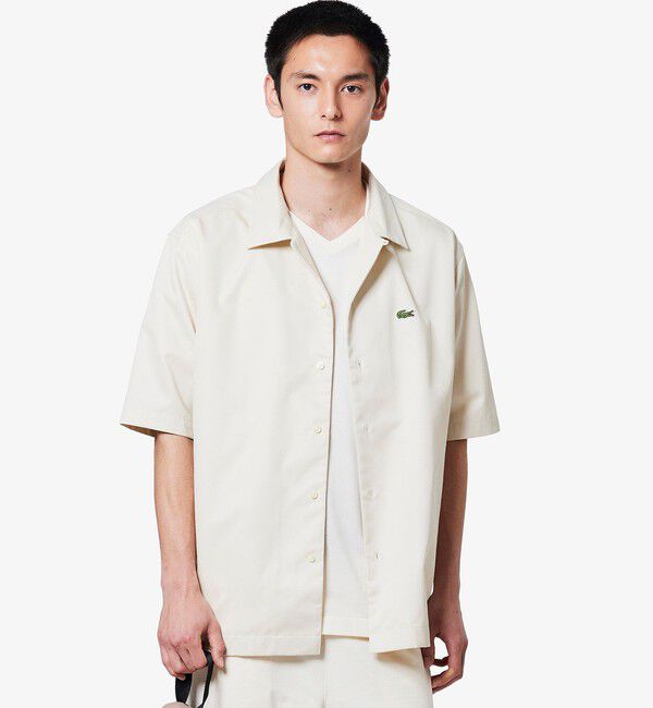 LACOSTE「シルクブレンドオープンカラーシャツ」|シャツ・ブラウス|オフホワイト
