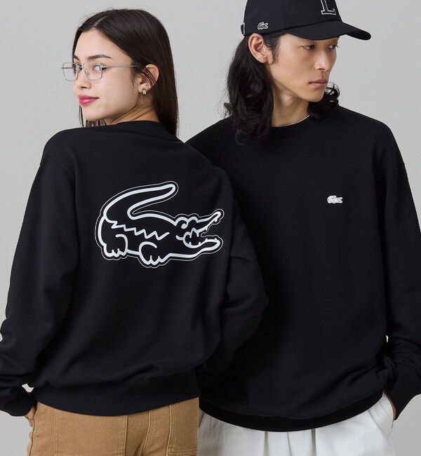 LACOSTE「【オンライン限定】LACOSTE  オーバーサイズ 裏毛 バックプリント クルーネック スウェット」|スウェット・ジャージ|ブラック