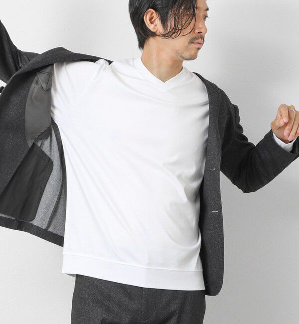 NOLLEY'S goodman「《ビジカジ対応》シルケットスムース Vネック ドレスロンT 26AW」|Tシャツ・カットソー|ホワイト