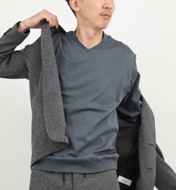 NOLLEY'S goodman「《ビジカジ対応》シルケットスムース Vネック ドレスロンT 26AW」|Tシャツ・カットソー|グレー