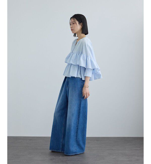 SALON adam et rope'「【WEB限定】フリルギャザーブラウス」|シャツ・ブラウス|