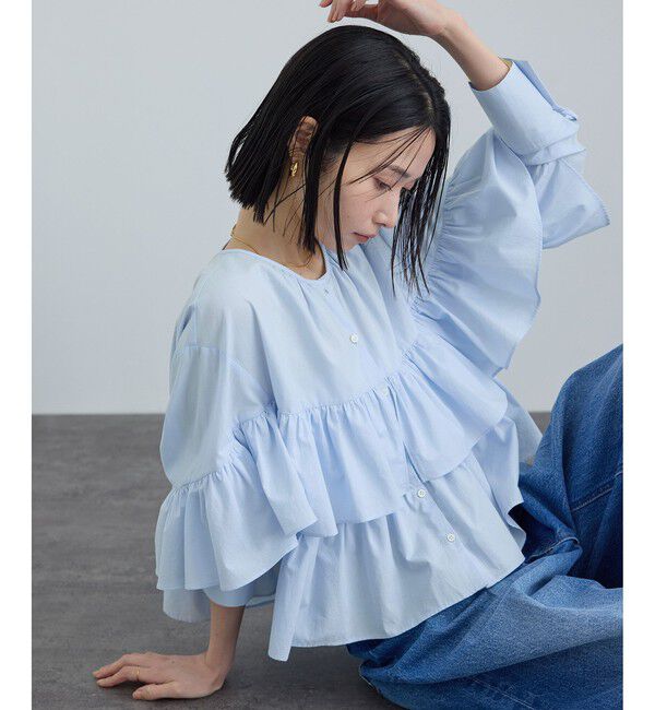 SALON adam et rope'「【WEB限定】フリルギャザーブラウス」|シャツ・ブラウス|