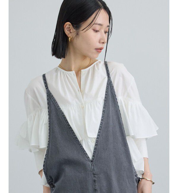 SALON adam et rope'「【WEB限定】フリルギャザーブラウス」|シャツ・ブラウス|