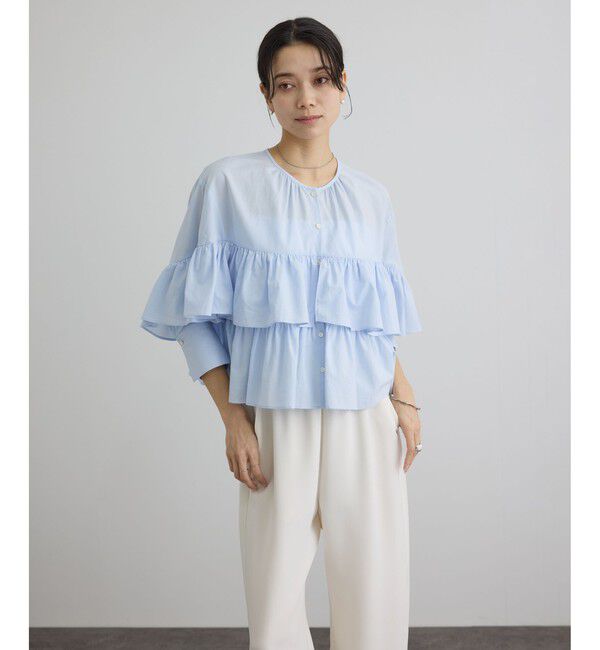 SALON adam et rope'「【WEB限定】フリルギャザーブラウス」|シャツ・ブラウス|