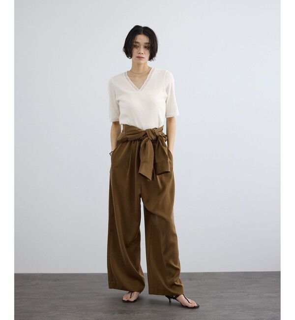 SALON adam et rope'「【Angie La La for SALON】GENTLE intimate レースVネックプルオーバー」|Tシャツ・カットソー|
