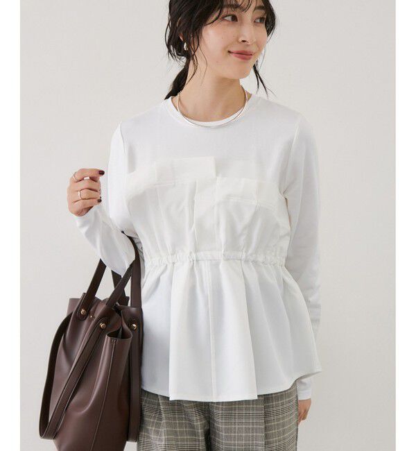 VIS「【WEB限定】ビスチェドッキングペプラムロングスリーブTシャツ」|Tシャツ・カットソー|オフホワイト(15)