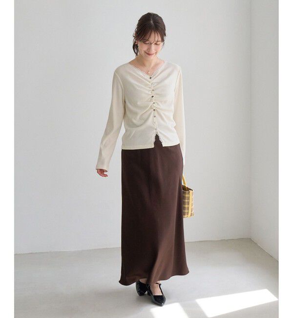 Rope&rsquo;Picnic「フロントギャザーVネックカットトップス」|Tシャツ・カットソー|