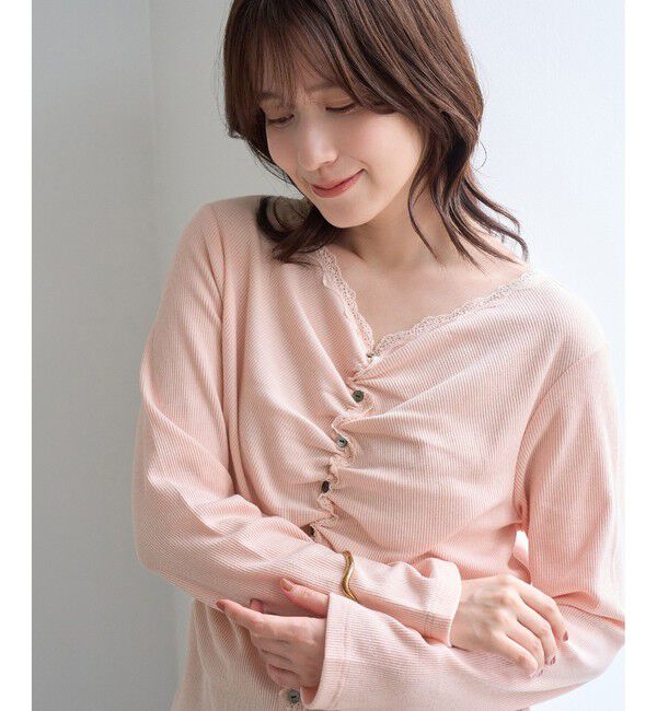 Rope&rsquo;Picnic「フロントギャザーVネックカットトップス」|Tシャツ・カットソー|