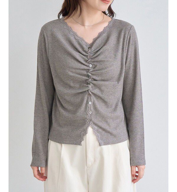 Rope&rsquo;Picnic「フロントギャザーVネックカットトップス」|Tシャツ・カットソー|