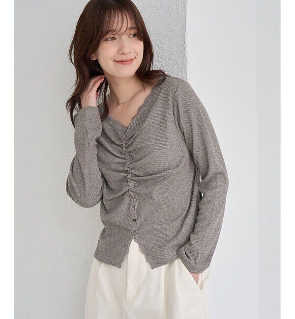 Rope&rsquo;Picnic「フロントギャザーVネックカットトップス」|Tシャツ・カットソー|