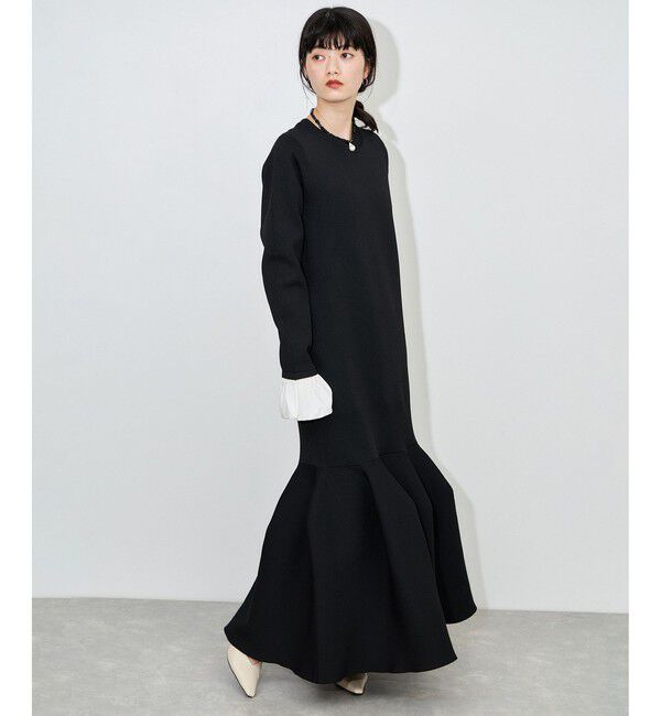 ADAM ET ROPE'「【サステナブル】フレアヘムニットワンピース/セレモニー対応」|ワンピース|