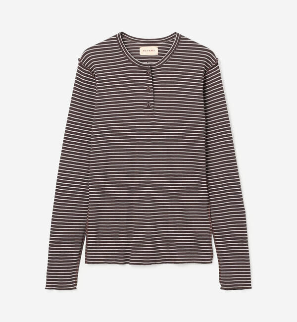  「MEYAME | ソフトリブ ボーダーヘンリーネック WOMEN」|Tシャツ・カットソー|