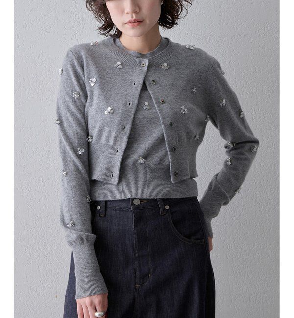  「ビーズ刺繍ニットカーディガン」|ニット・セーター|