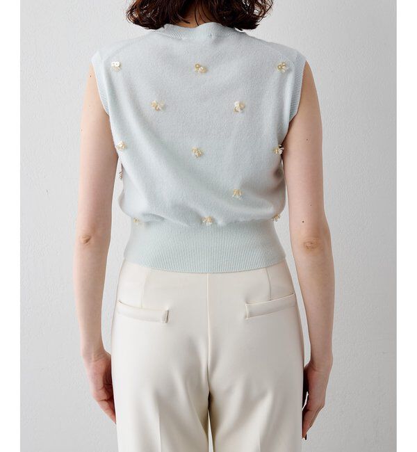  「ビーズ刺繍ニットベスト」|ニット・セーター|