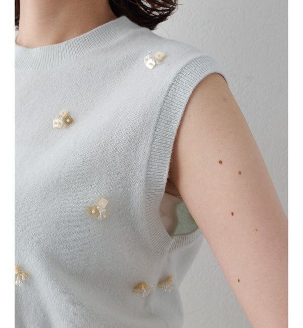  「ビーズ刺繍ニットベスト」|ニット・セーター|
