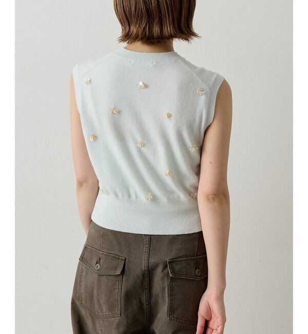  「ビーズ刺繍ニットベスト」|ニット・セーター|