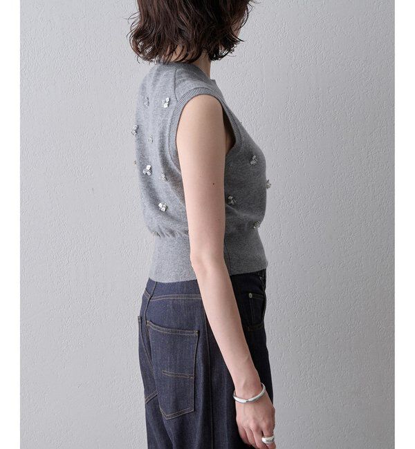  「ビーズ刺繍ニットベスト」|ニット・セーター|