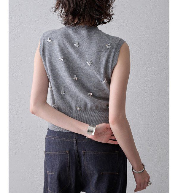  「ビーズ刺繍ニットベスト」|ニット・セーター|