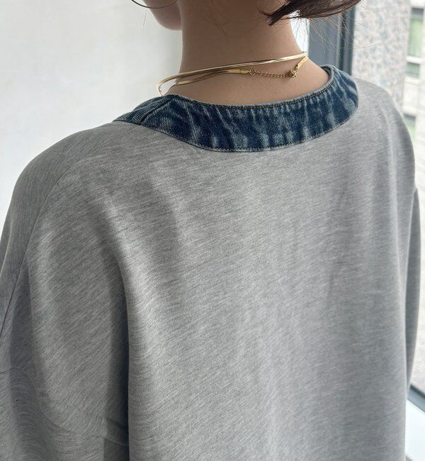  「【WEB限定】デニム切替ダンボールカーディガン」|Tシャツ・カットソー|