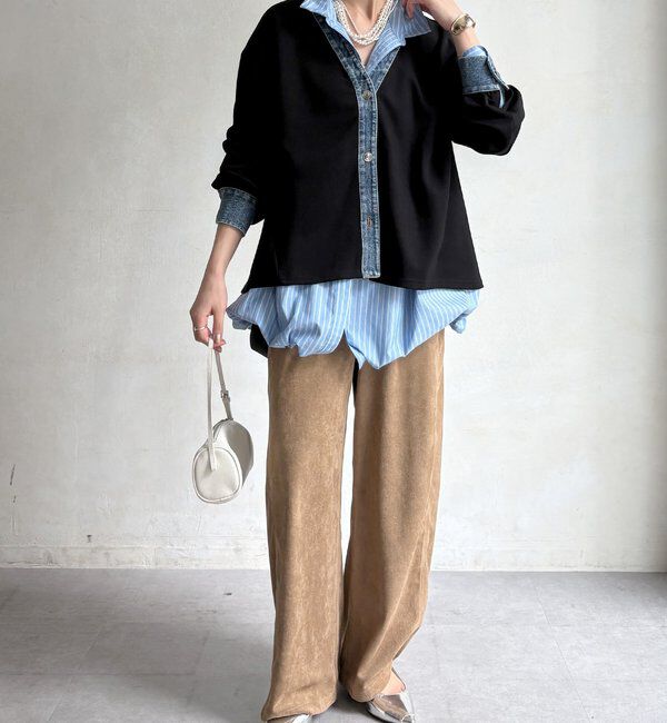  「【WEB限定】デニム切替ダンボールカーディガン」|Tシャツ・カットソー|