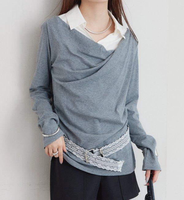 「シャツドッキングオフショルカットソー」|Tシャツ・カットソー|