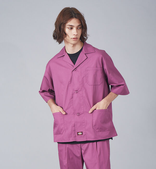 ABAHOUSE「【Dickies / ディッキーズ】別注 オーバーサイズ Wポケット オープンカ」|シャツ・ブラウス|パープル