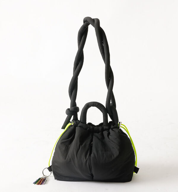ABAHOUSE「【cheek/チーク】puf kinchaku C25003　巾着２wayトート」|トートバッグ|ブラック