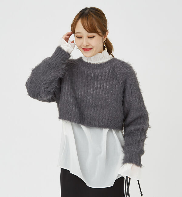 Rouge vif「【一部店舗限定】フェザーヤーンショート丈ニット」|ニット・セーター|