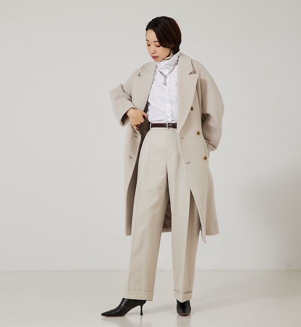 qualite「モヘアシャギーダブルロングコート」|その他|