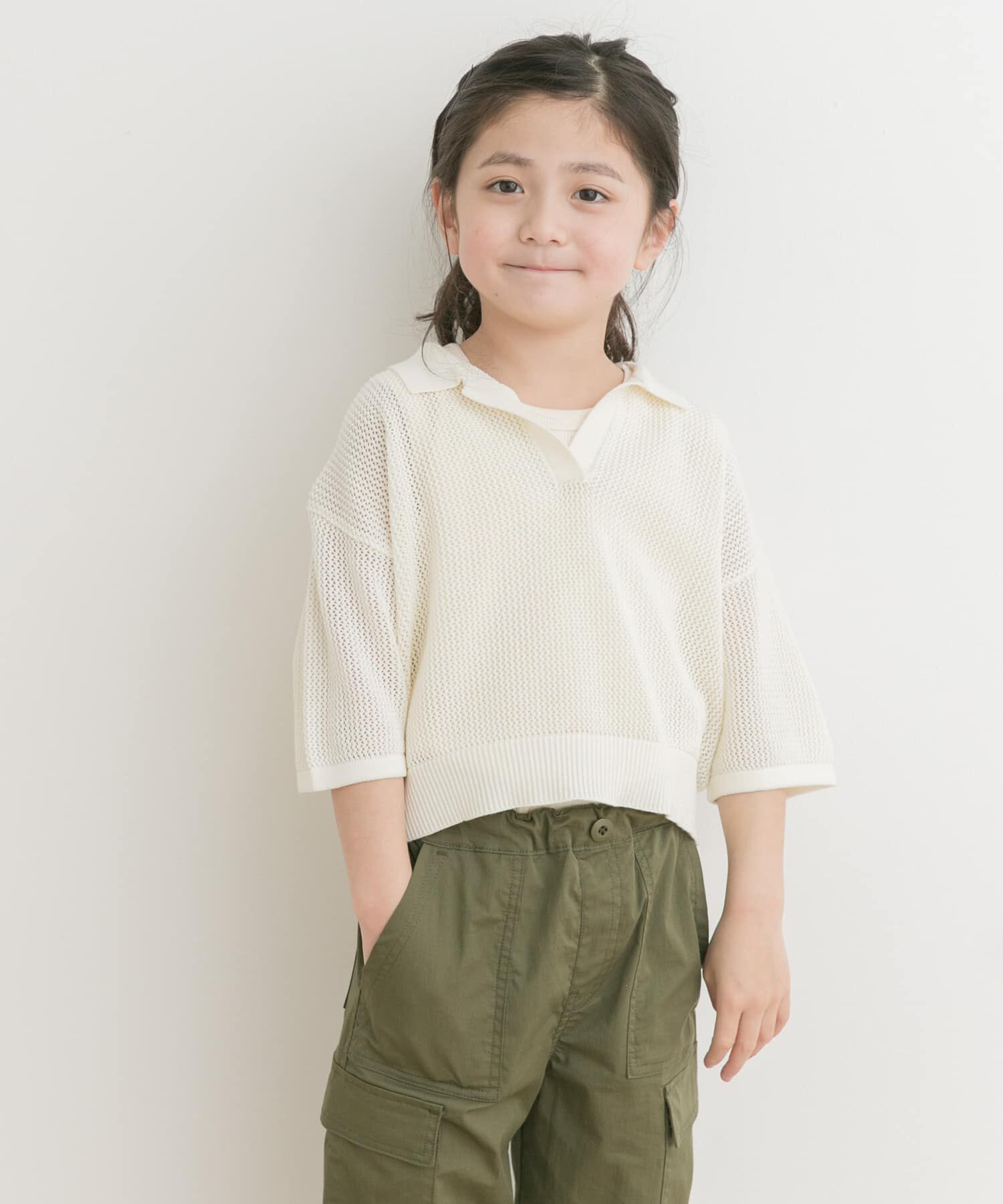 URBAN RESEARCH DOORS「クロップドメッシュシャツ(KIDS)」|ニット・セーター|