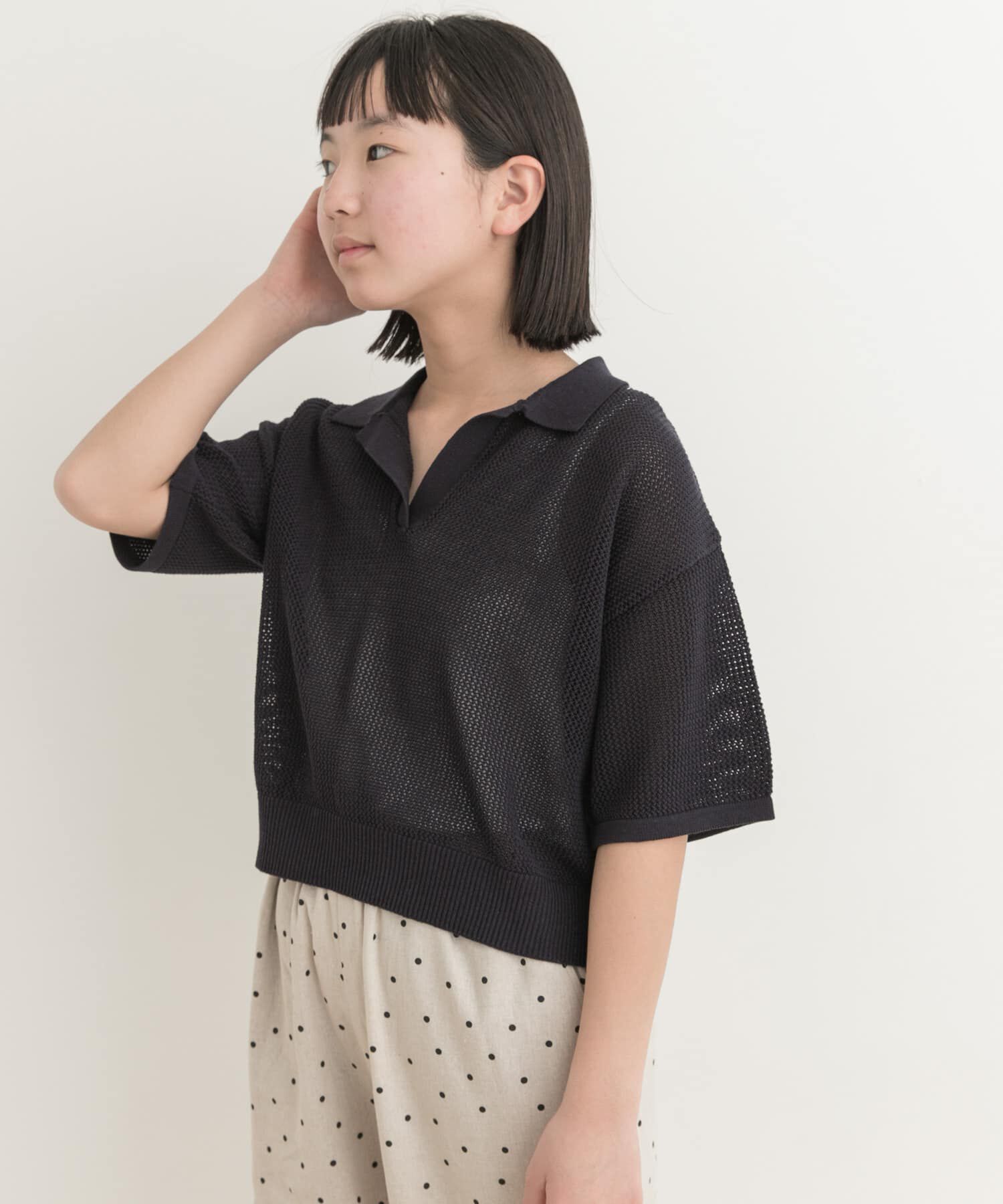 URBAN RESEARCH DOORS「クロップドメッシュシャツ(KIDS)」|ニット・セーター|