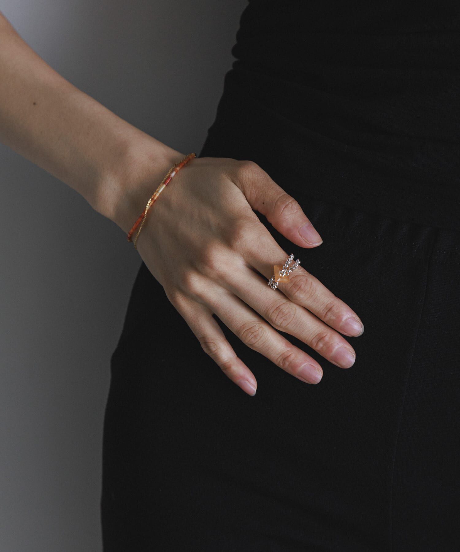 SMELLY「SMELLY so&rsquo;　redaventurine chain ring」|リング|