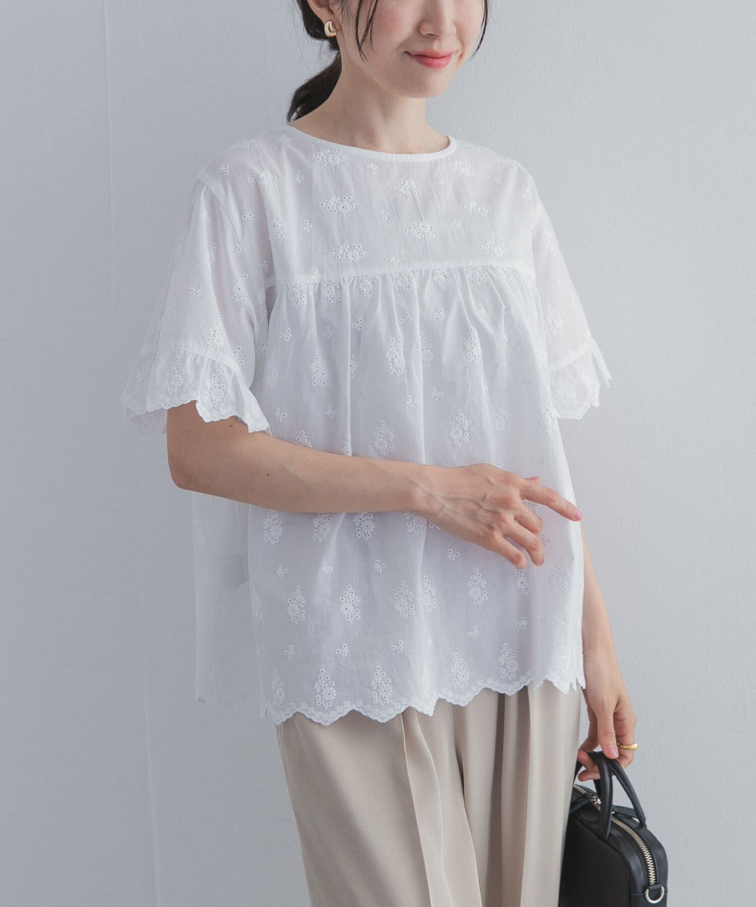 URBAN RESEARCH DOORS「アイレットレース2wayブラウス」|シャツ・ブラウス|
