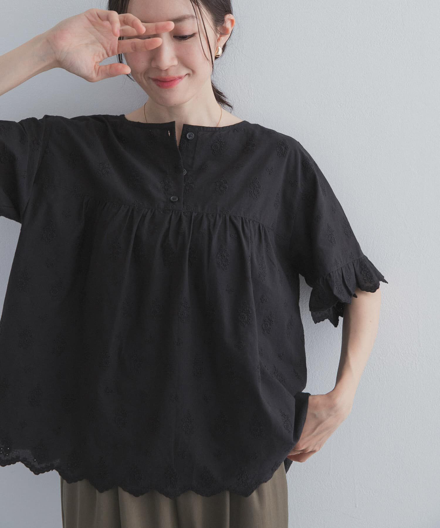 URBAN RESEARCH DOORS「アイレットレース2wayブラウス」|シャツ・ブラウス|