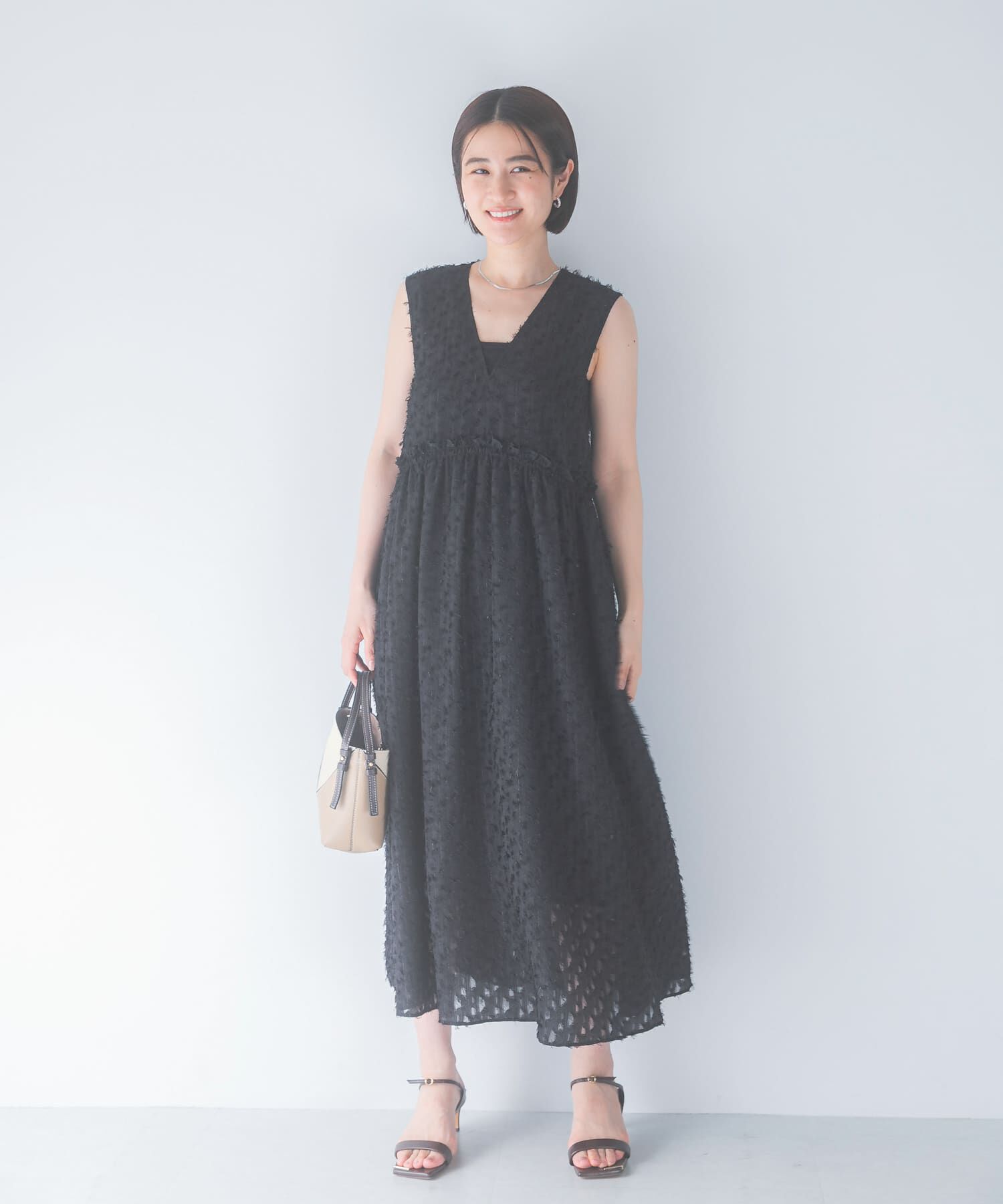 URBAN RESEARCH ROSSO「カットジャガードVネックワンピース」|ワンピース|