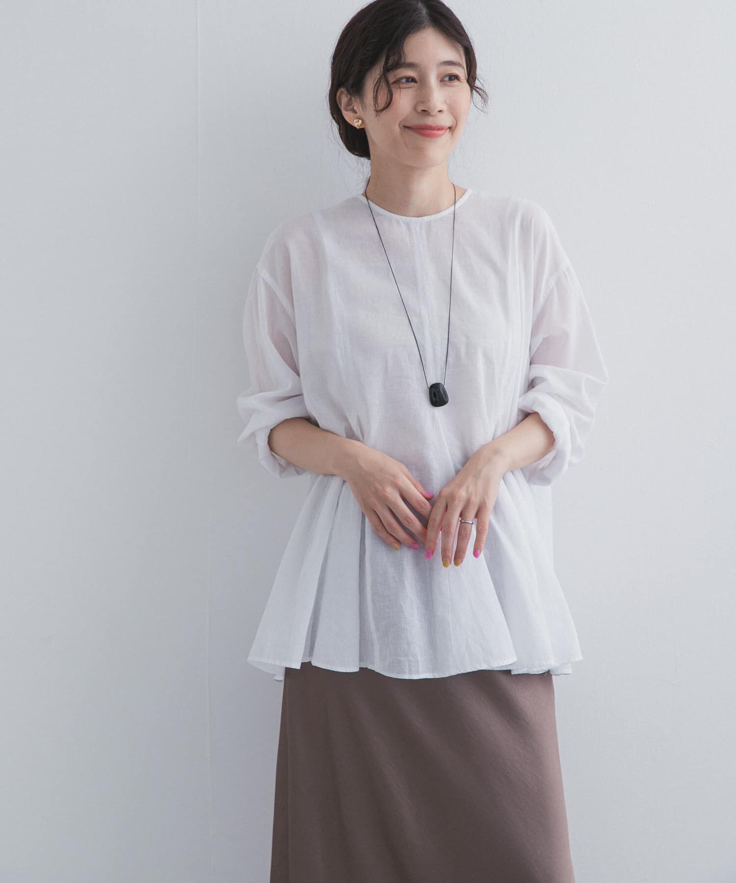 URBAN RESEARCH DOORS「ボイルマチ切替フレアブラウス」|シャツ・ブラウス|