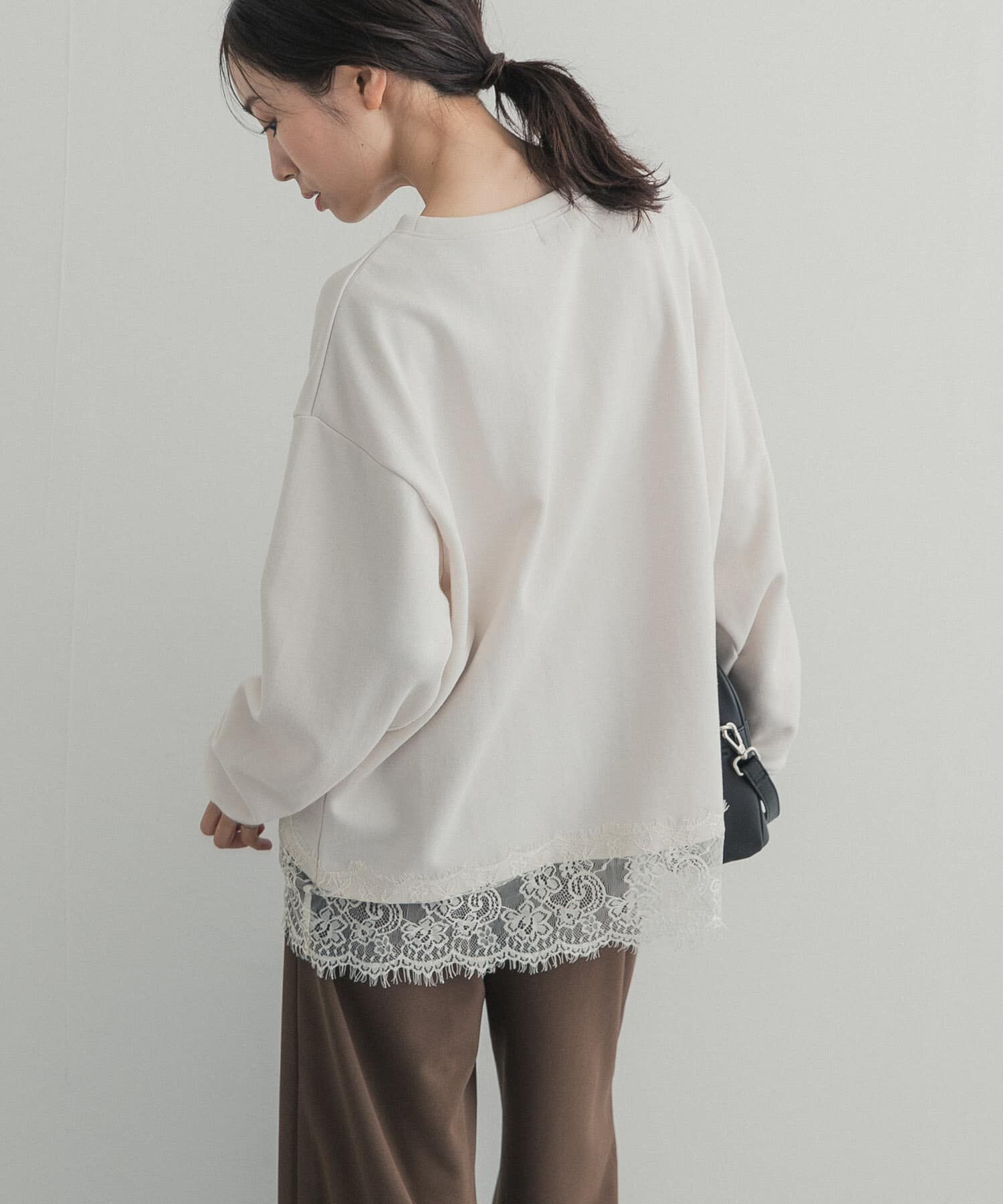 URBAN RESEARCH DOORS「ダブルフェイス裾レースプルオーバー」|Tシャツ・カットソー|