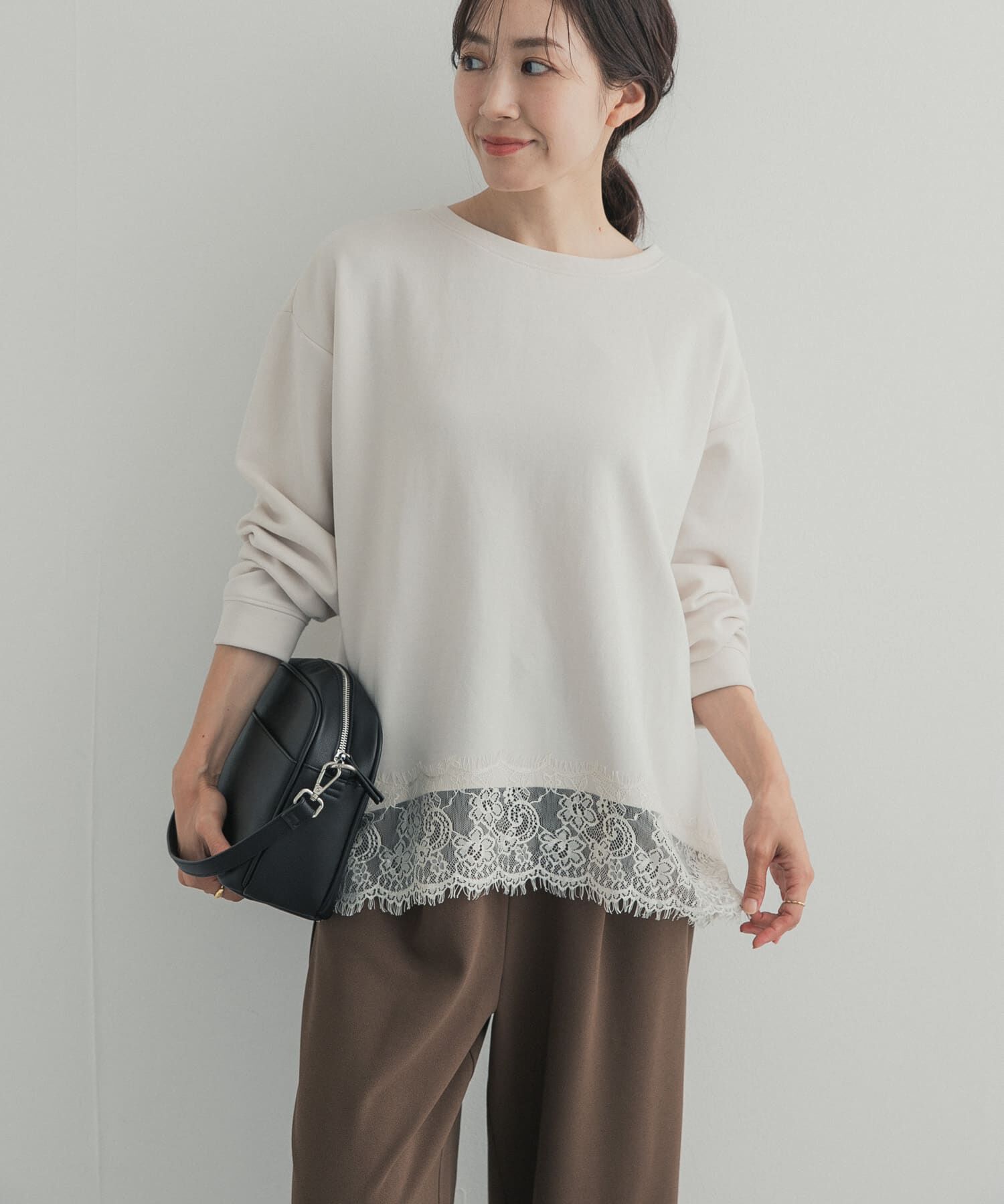 URBAN RESEARCH DOORS「ダブルフェイス裾レースプルオーバー」|Tシャツ・カットソー|