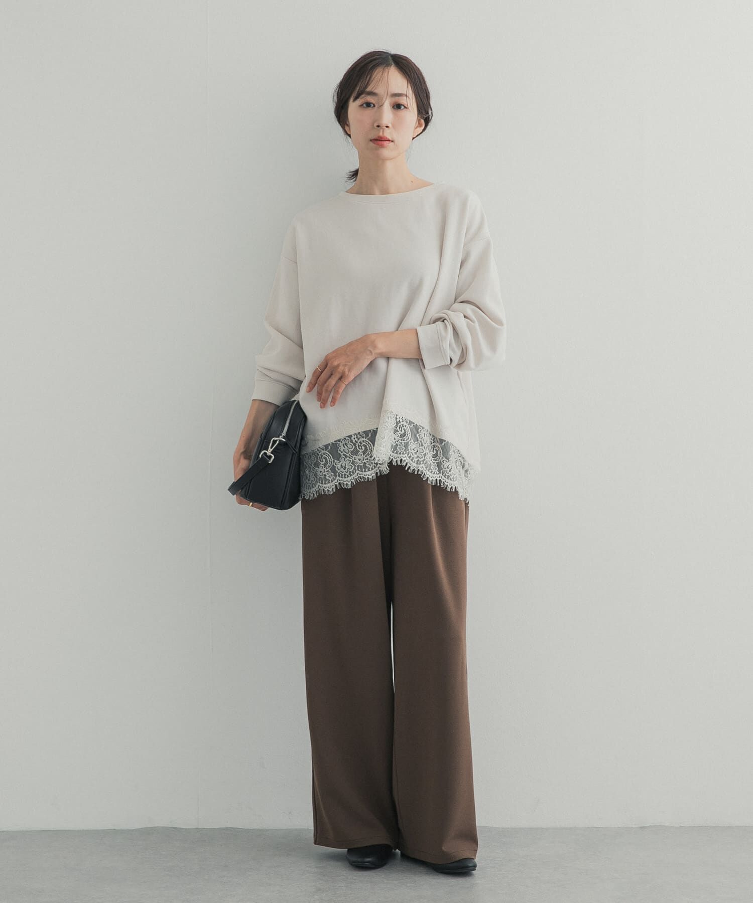 URBAN RESEARCH DOORS「ダブルフェイス裾レースプルオーバー」|Tシャツ・カットソー|