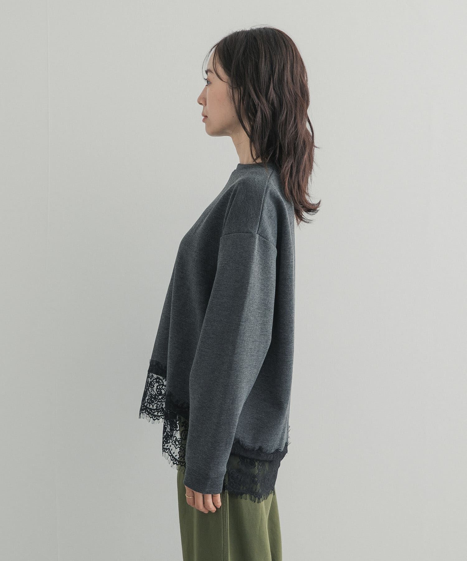 URBAN RESEARCH DOORS「ダブルフェイス裾レースプルオーバー」|Tシャツ・カットソー|