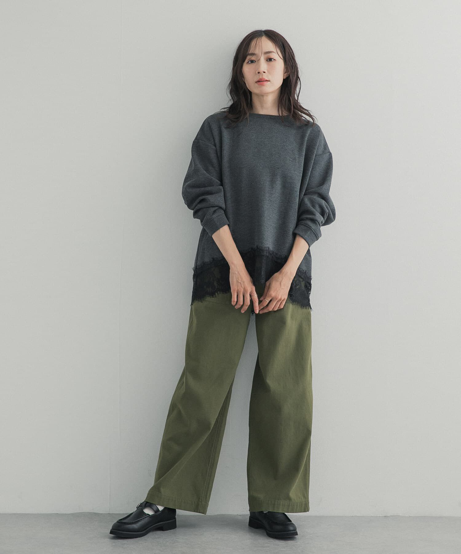 URBAN RESEARCH DOORS「ダブルフェイス裾レースプルオーバー」|Tシャツ・カットソー|