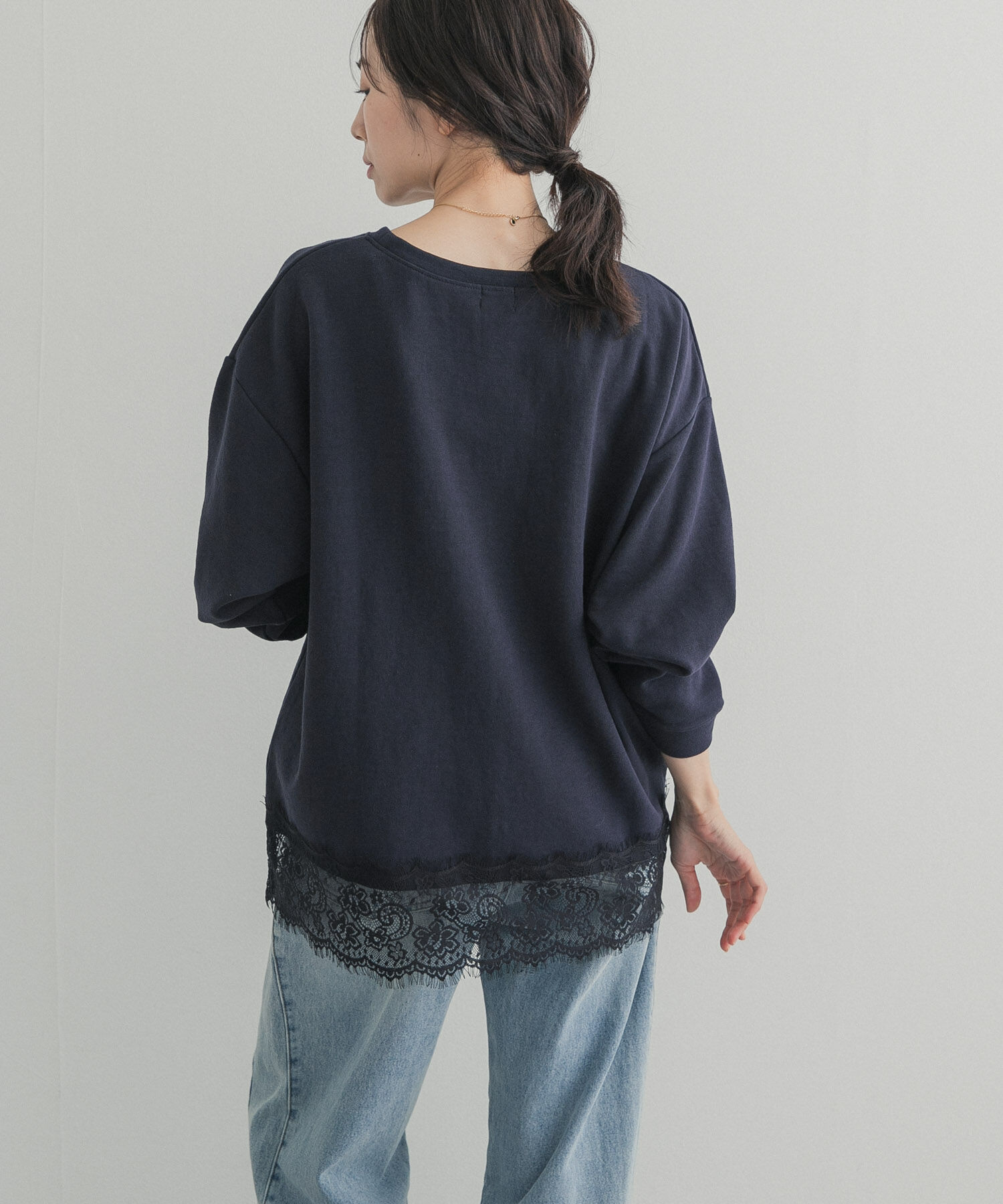 URBAN RESEARCH DOORS「ダブルフェイス裾レースプルオーバー」|Tシャツ・カットソー|