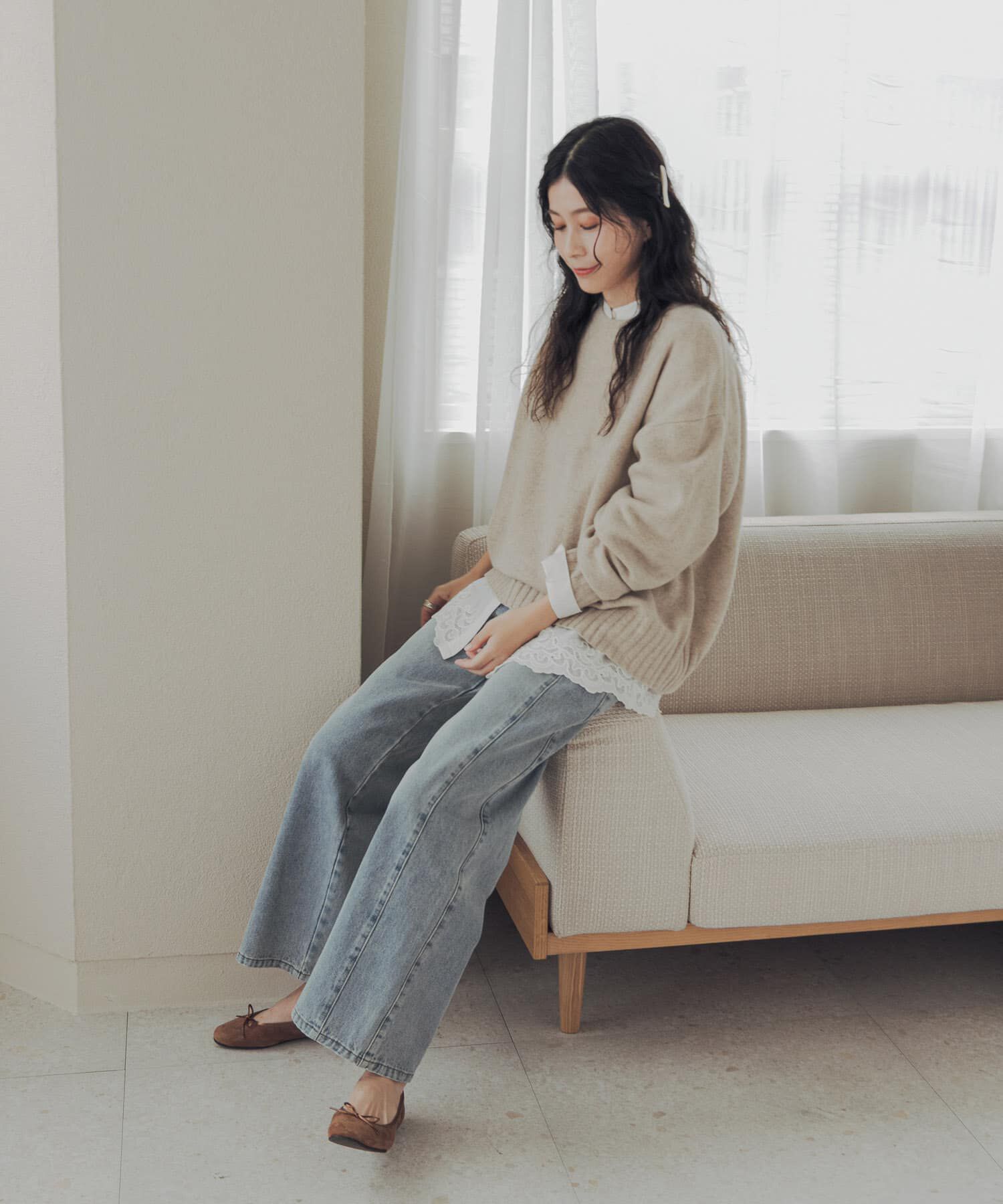 URBAN RESEARCH DOORS「裾スカラップレースブラウス」|シャツ・ブラウス|