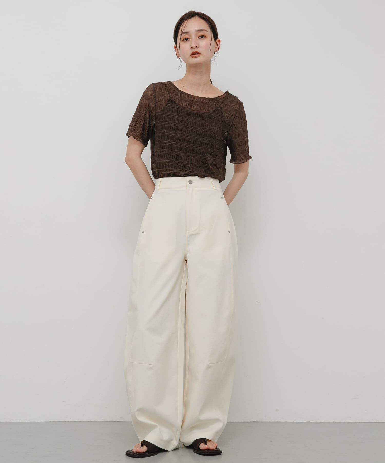 SENSE OF PLACE by URBAN RESEARCH「シャーリングシアートップ(5分袖)」|Tシャツ・カットソー|