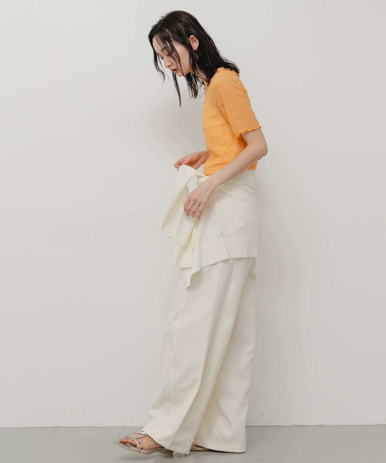 SENSE OF PLACE by URBAN RESEARCH「シャーリングシアートップ(5分袖)」|Tシャツ・カットソー|